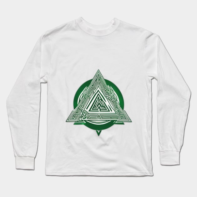 Emerald Triangles Abstract Art No. 916 Long Sleeve T-Shirt by cornelliusy